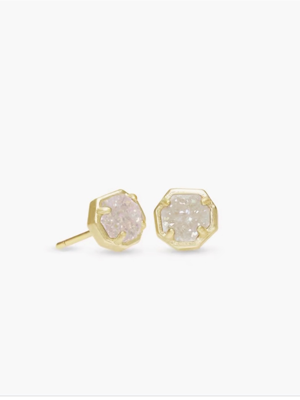 Kendra Scott Nola Gold Stud Earrings in Iridescent Drusy NWT